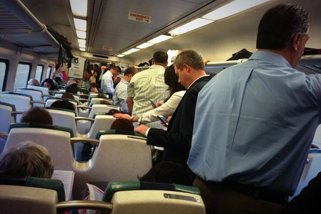 Lance Ulanoff Tweeted, "Standing on the morning train. Not a great way to start the day. #lirr"